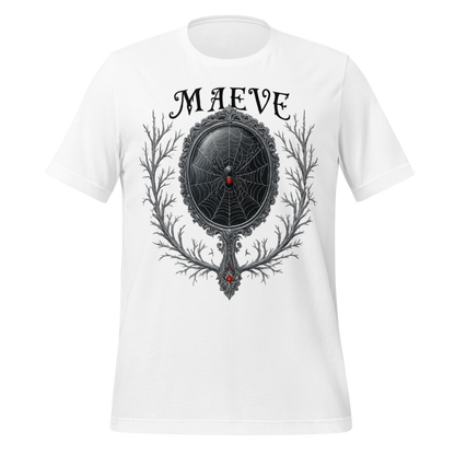 Maeve Name Design with Spider Mirror Art Spooky Tee