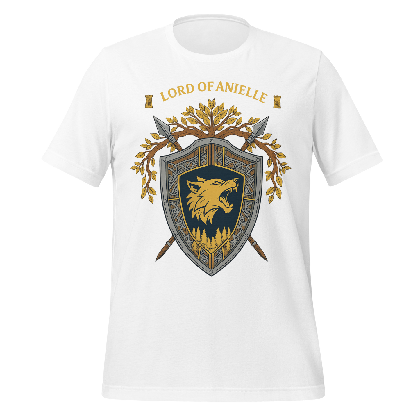 Lord Of Anielle Wolf Crest Shield Design Graphic Tee - MagicMerchEmporium