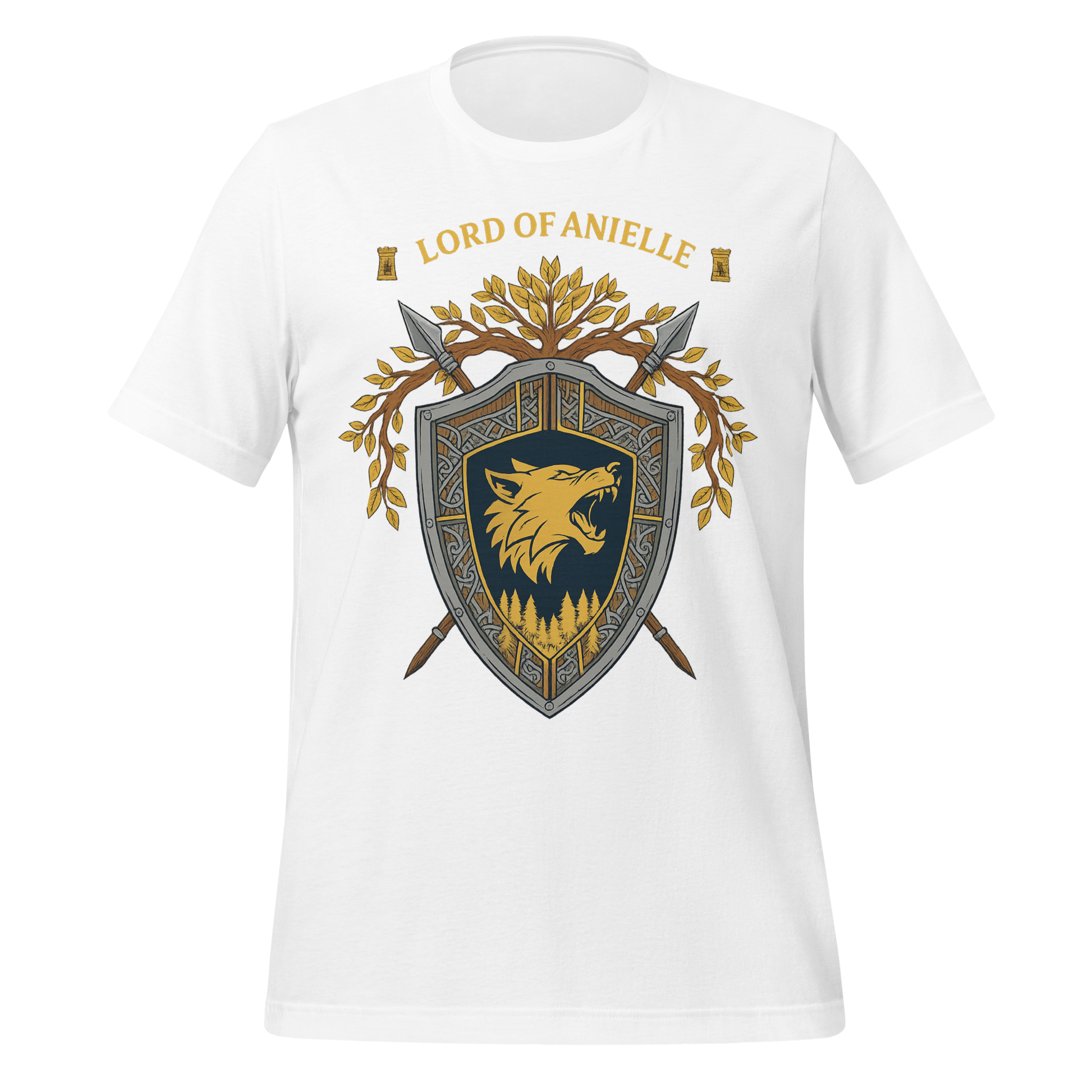 Lord Of Anielle Wolf Crest Shield Design Graphic Tee - MagicMerchEmporium