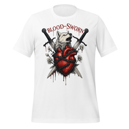 Blood-Sworn Wolf Swords Anatomical Heart Graphic Design Tee - MagicMerchEmporium