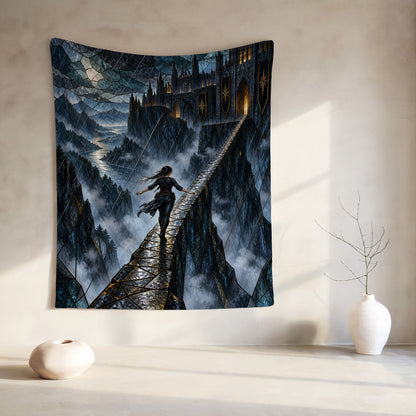 Parapet Velveteen Plush Blanket hanging on a wall