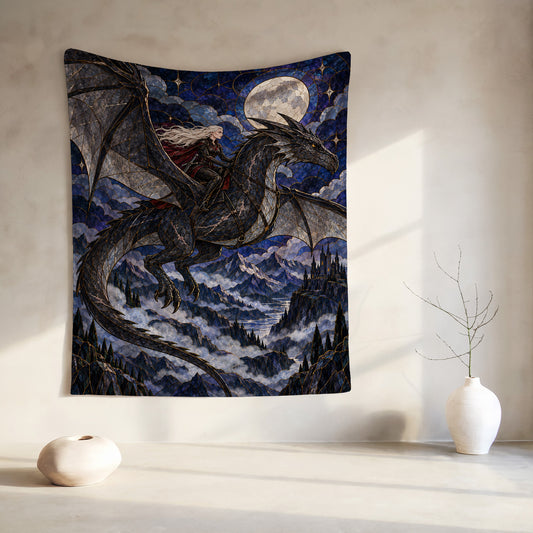 Above the Storm Velveteen Plush Blanket hanging on a wall