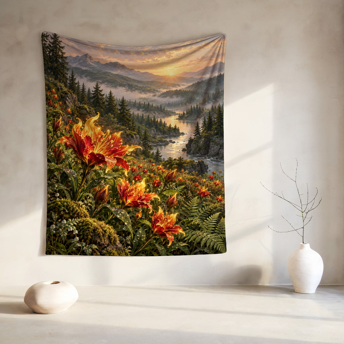Kingsflame Velveteen Plush Blanket hanging on a wall