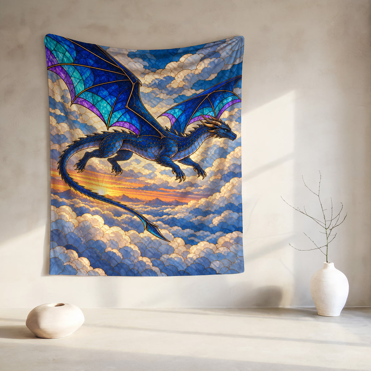 Sgaeyl Dragon Velveteen Plush Blanket hanging on a wall