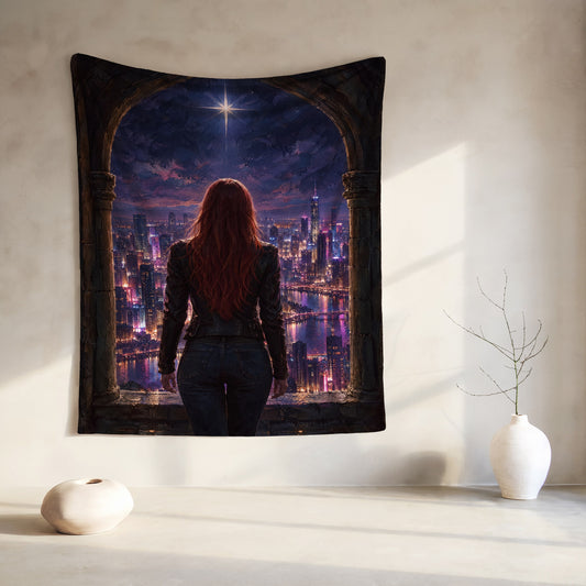 Bryce over Lunathion Velveteen Plush Blanket hanging on a wall