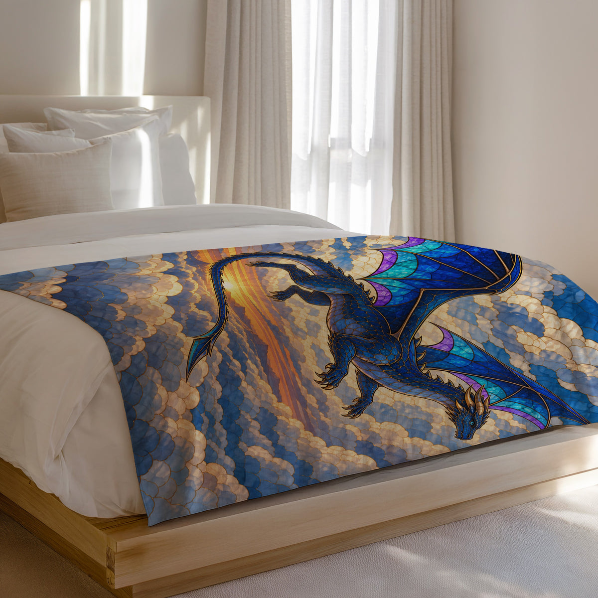 Sgaeyl Dragon Velveteen Plush Blanket on a bed
