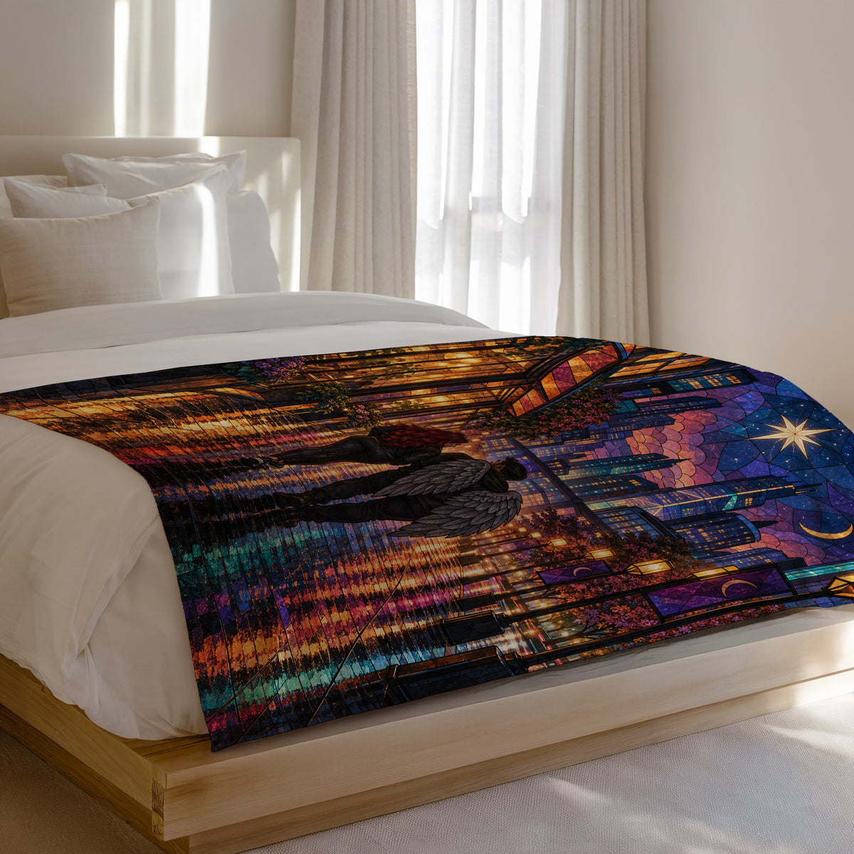 Lunathion Velveteen Plush Blanket on a bed