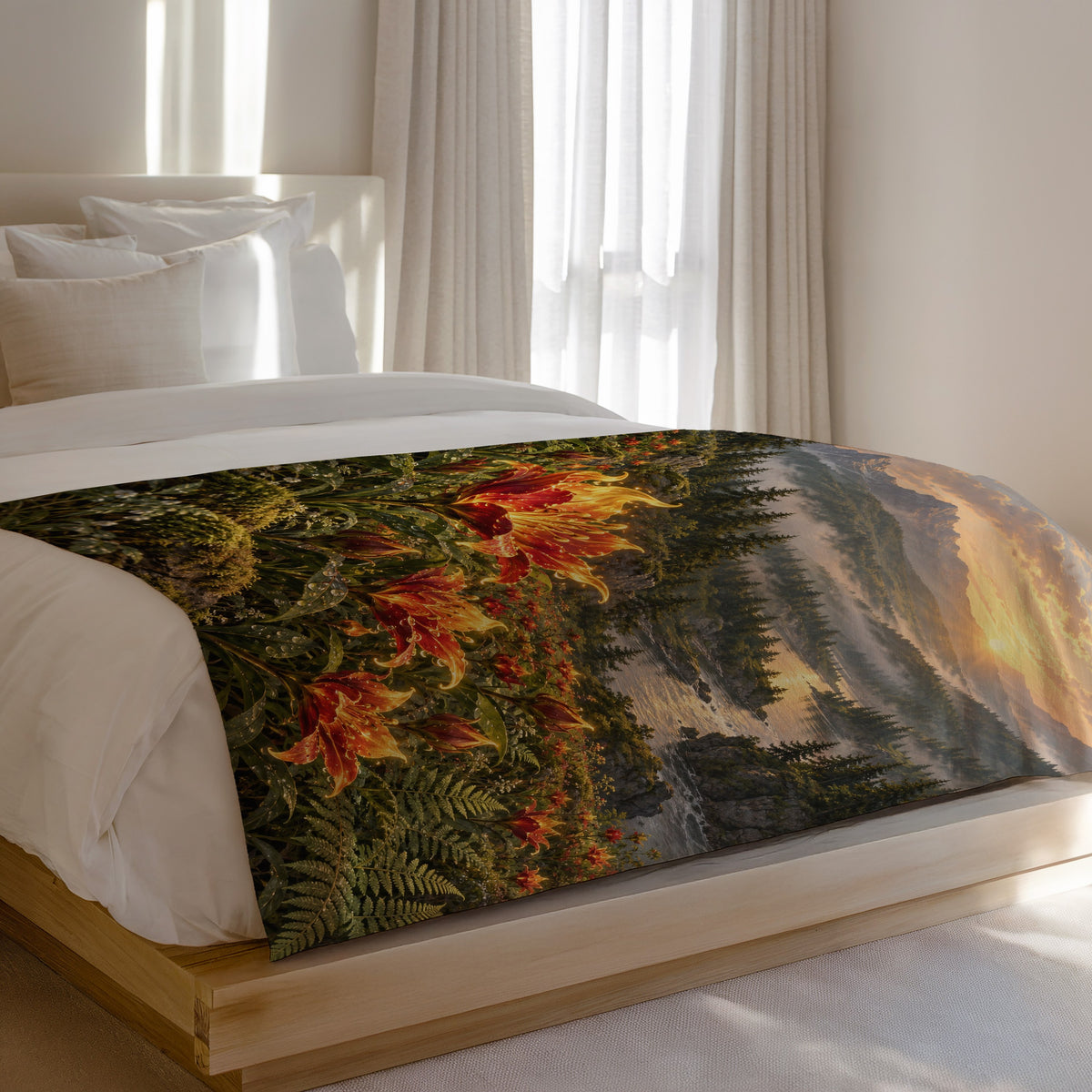 Kingsflame Velveteen Plush Blanket on a bed