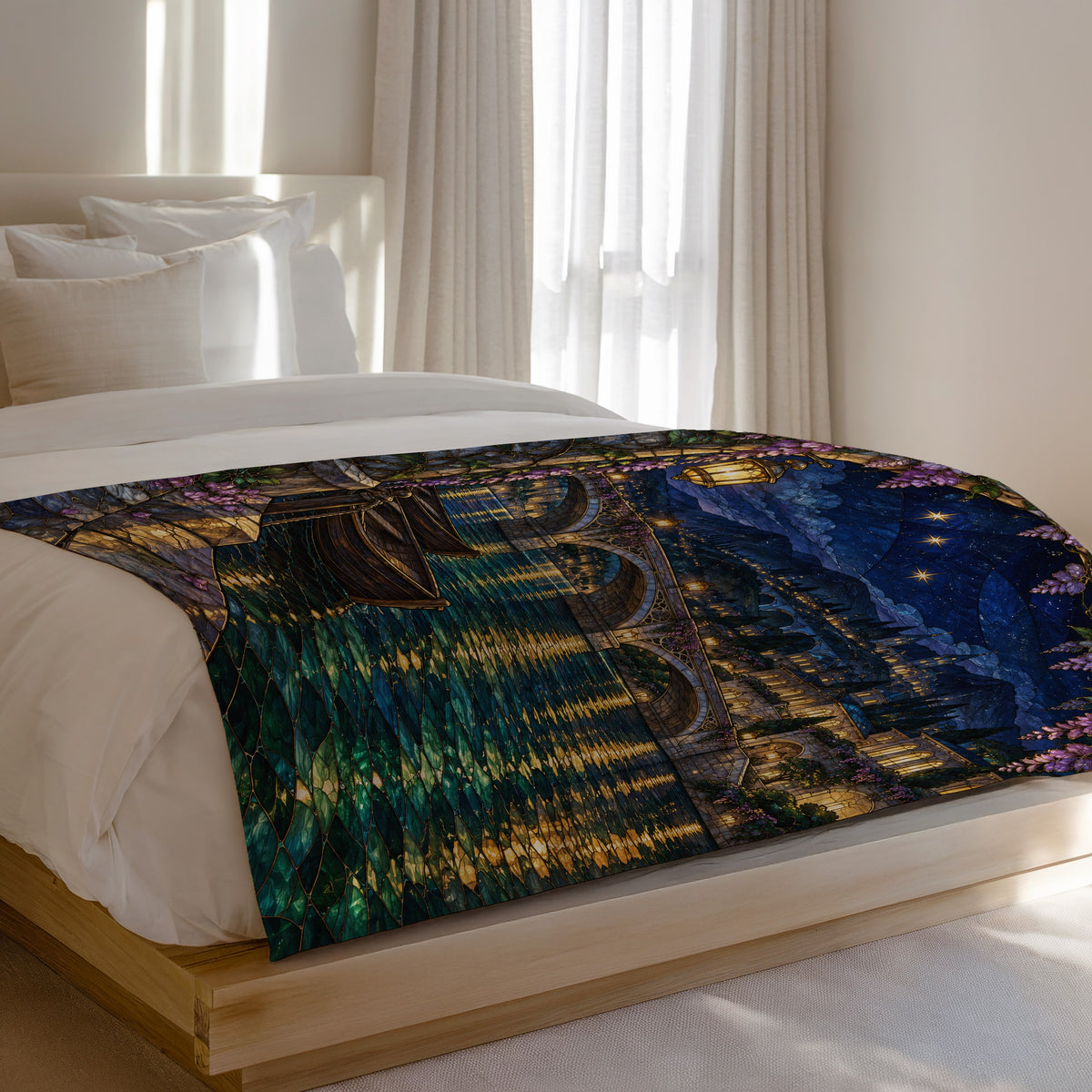 Velaris Velveteen Plush Blanket on a bed