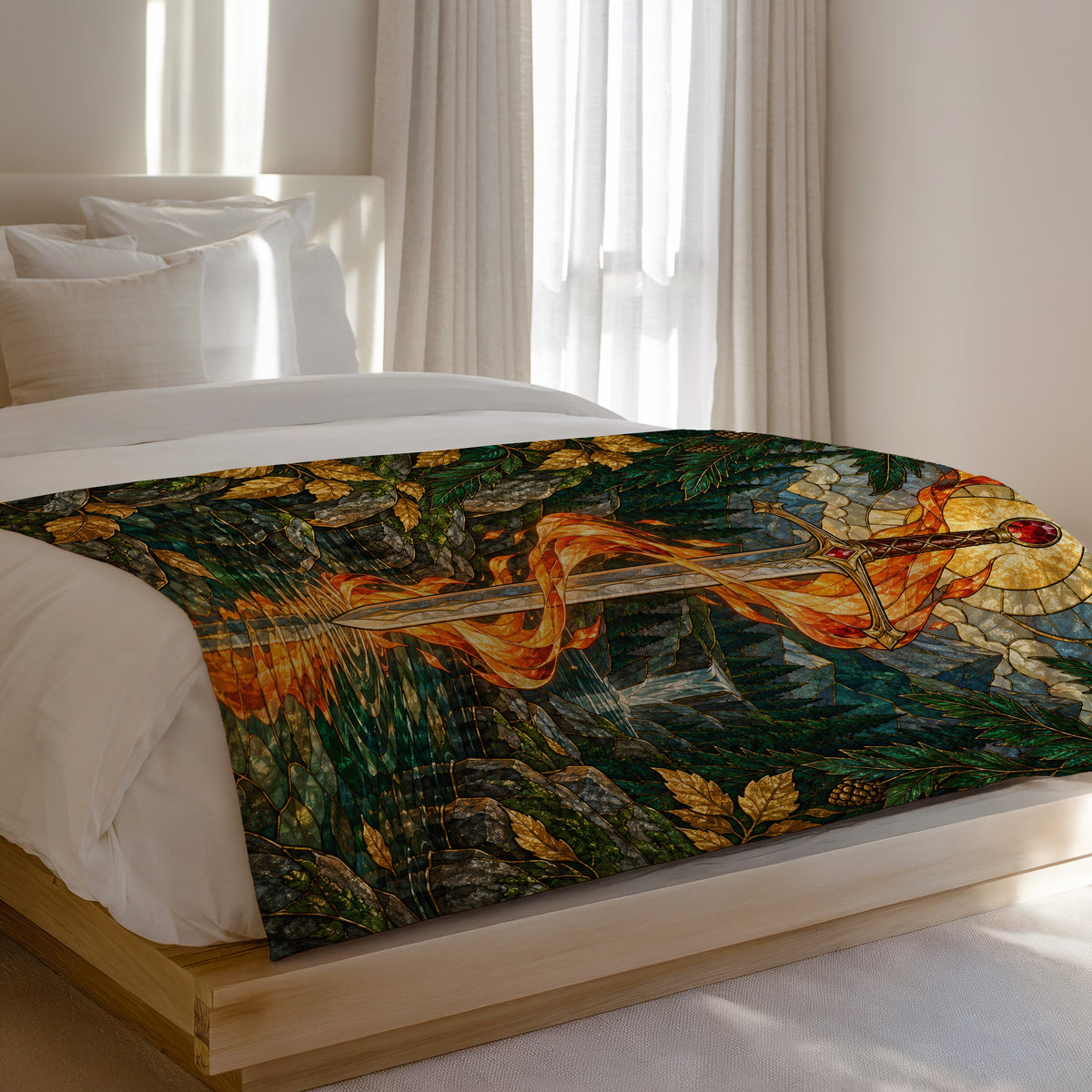 Goldryn Velveteen Plush Blanket on a bed