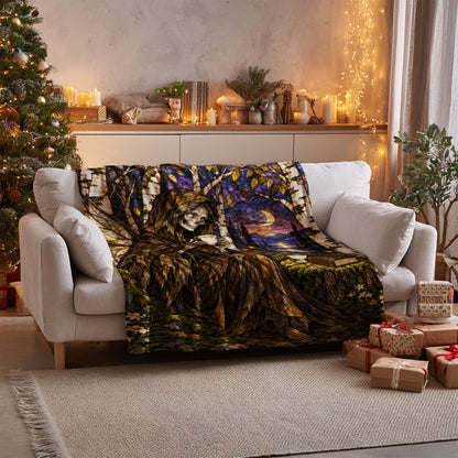 Suriel Tea Velveteen Plush Blanket on a sofa