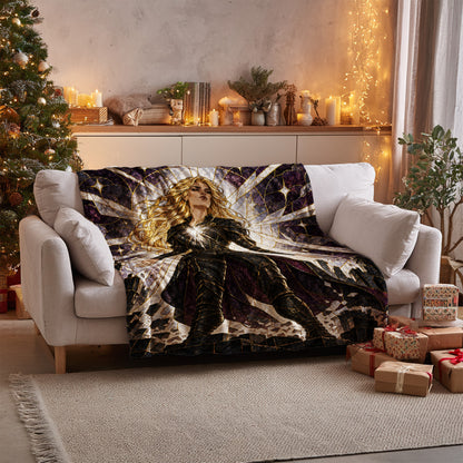Asterin's Yielding Velveteen Plush Blanket on a sofa