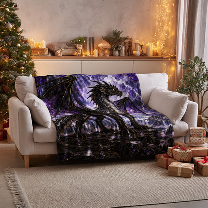 Storm Tairn Velveteen Plush Blanket on a sofa
