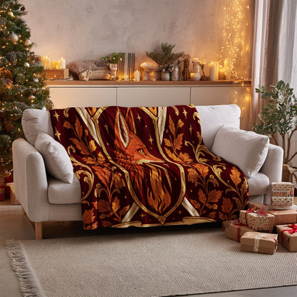 Vanserra Crest Velveteen Plush Blanket on a sofa