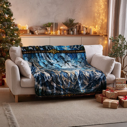 Terrasen Stained Glass Velveteen Plush Blanket on a sofa
