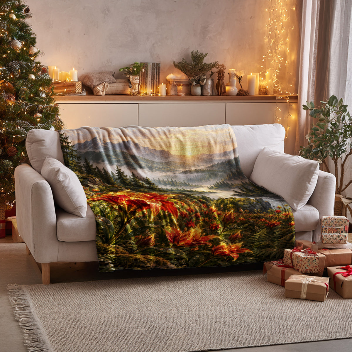 Kingsflame Velveteen Plush Blanket on a sofa