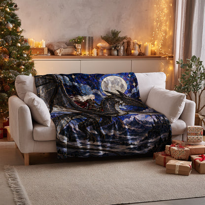 Above the Storm Velveteen Plush Blanket on a sofa