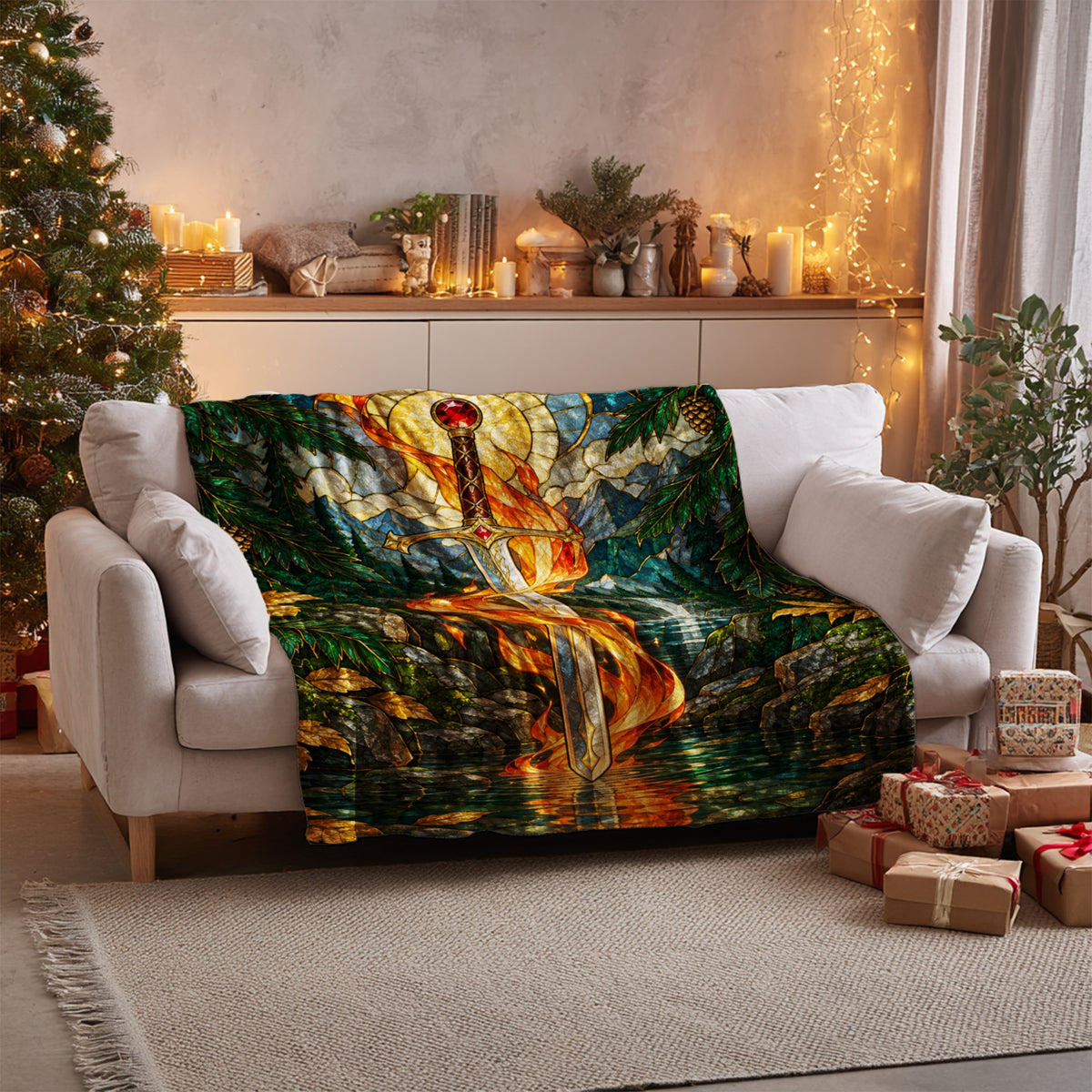 Goldryn Velveteen Plush Blanket on a sofa