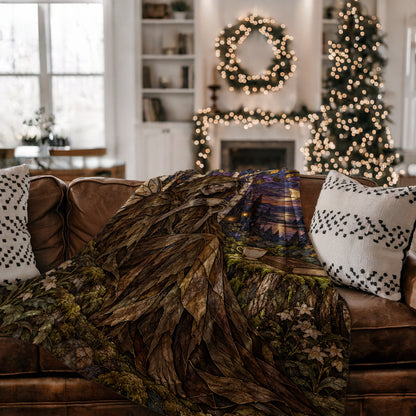 Suriel Tea Velveteen Plush Blanket on a couch