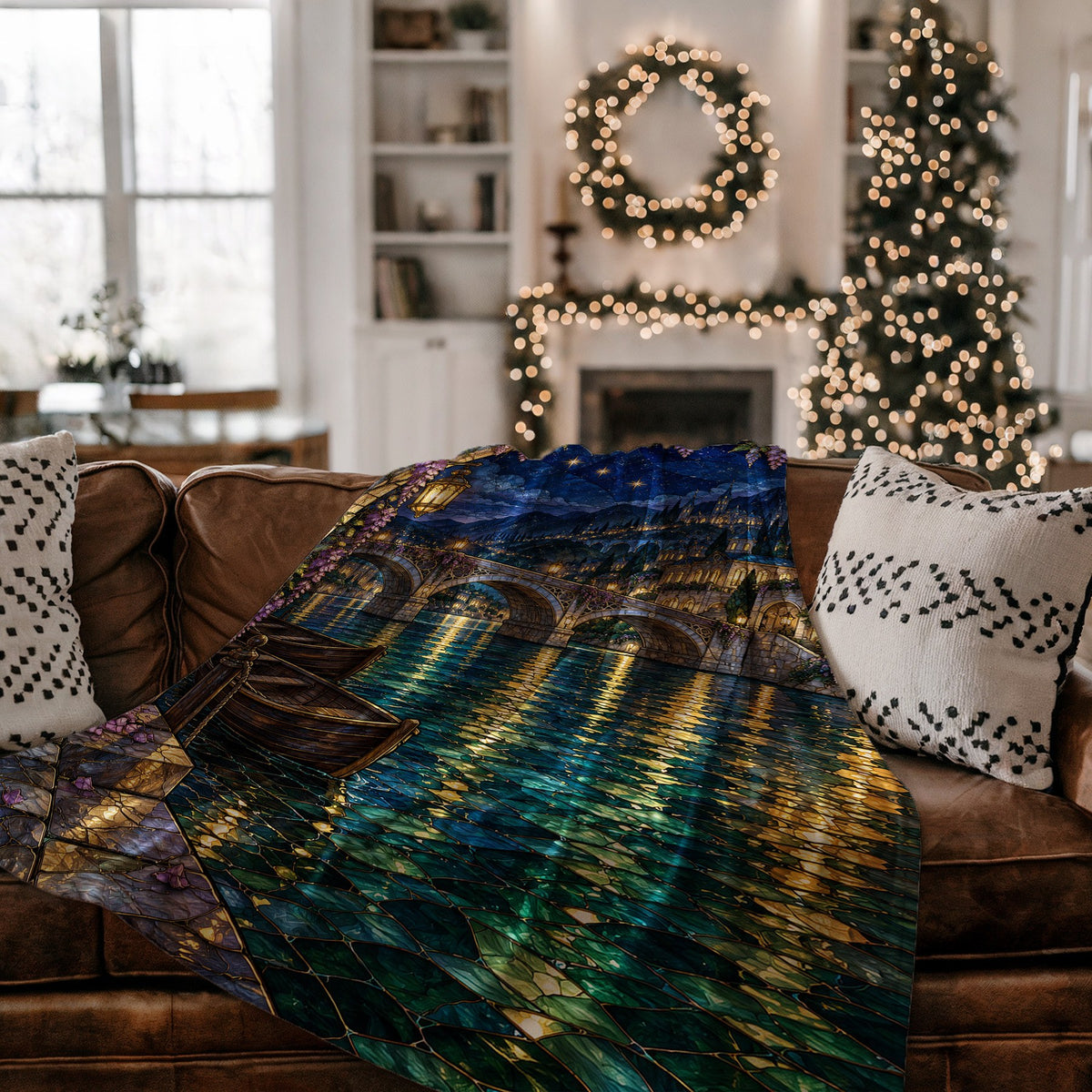 Velaris Velveteen Plush Blanket on a couch