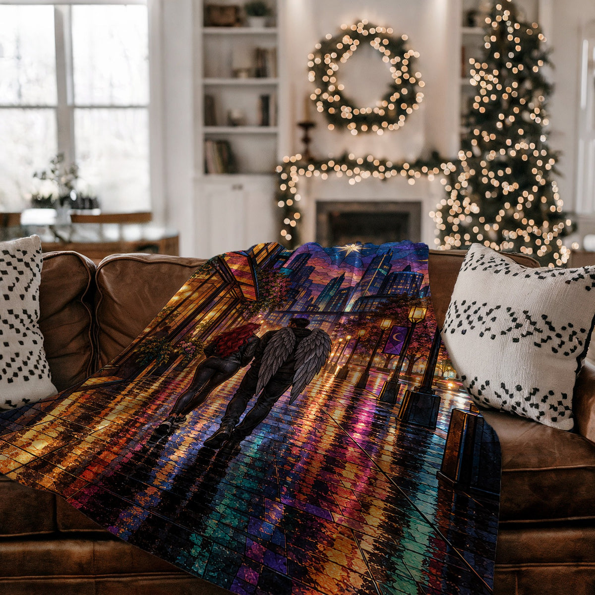 Lunathion Velveteen Plush Blanket on a couch