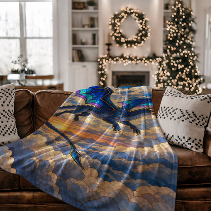 Sgaeyl Dragon Velveteen Plush Blanket on a couch