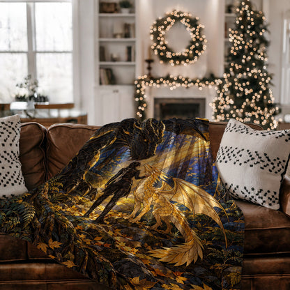 Three Bonds Velveteen Plush Blanket on a couch