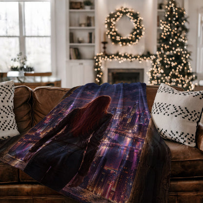 Bryce over Lunathion Velveteen Plush Blanket on a couch