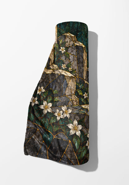 Wyvern at the Mountain Pass Velveteen Plush Blanket rolled up
