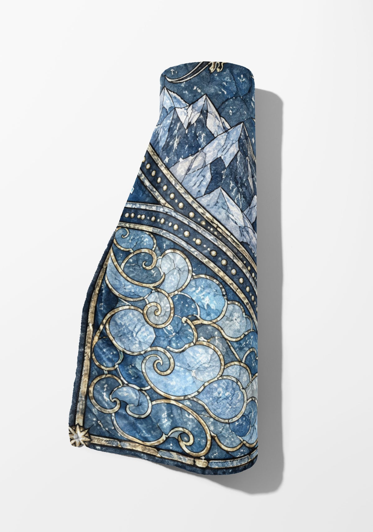 The Thirteen Stained Glass Velveteen Plush Blanket rolled up