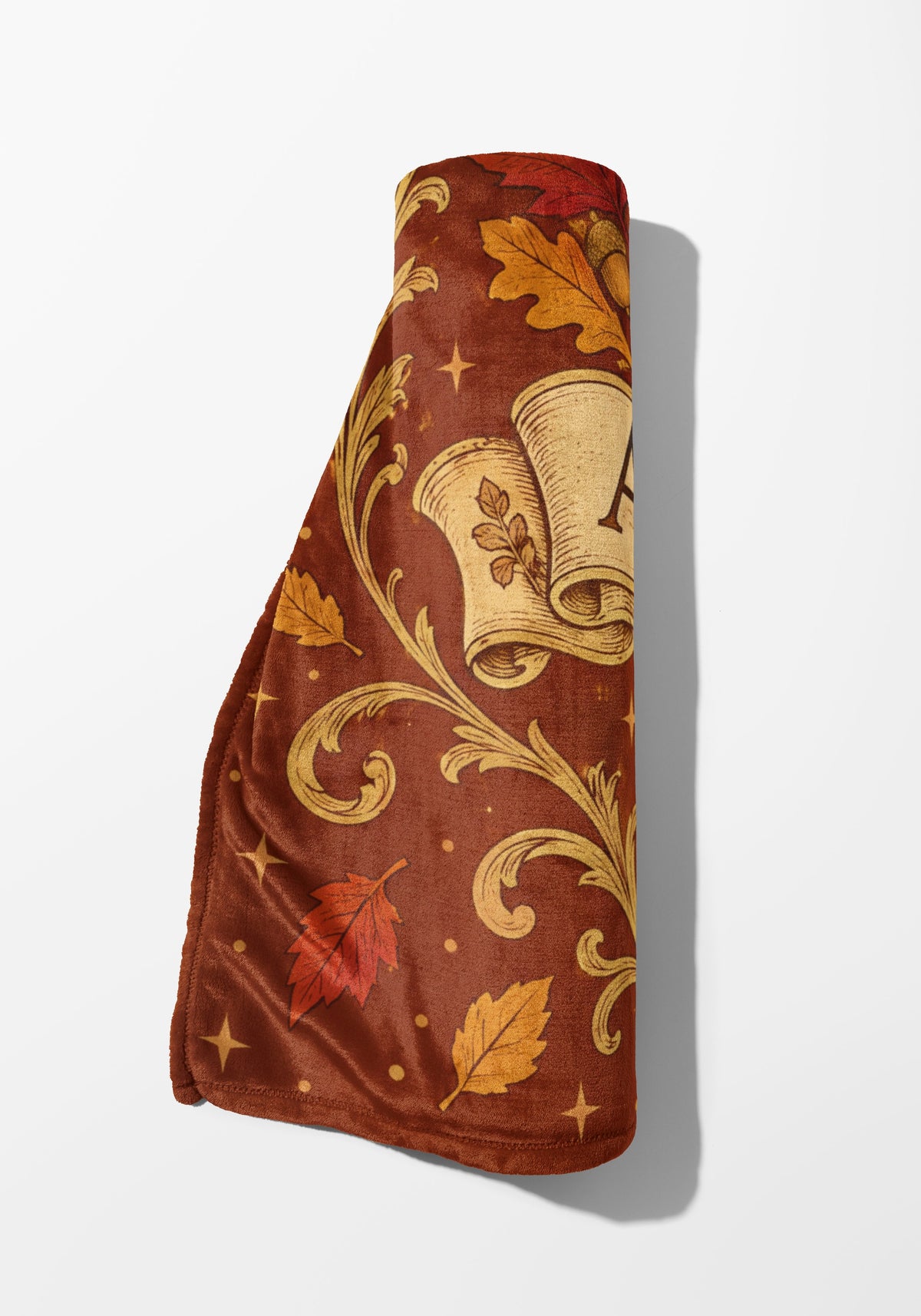 Autumn Court Fox Crest Velveteen Plush Blanket rolled up