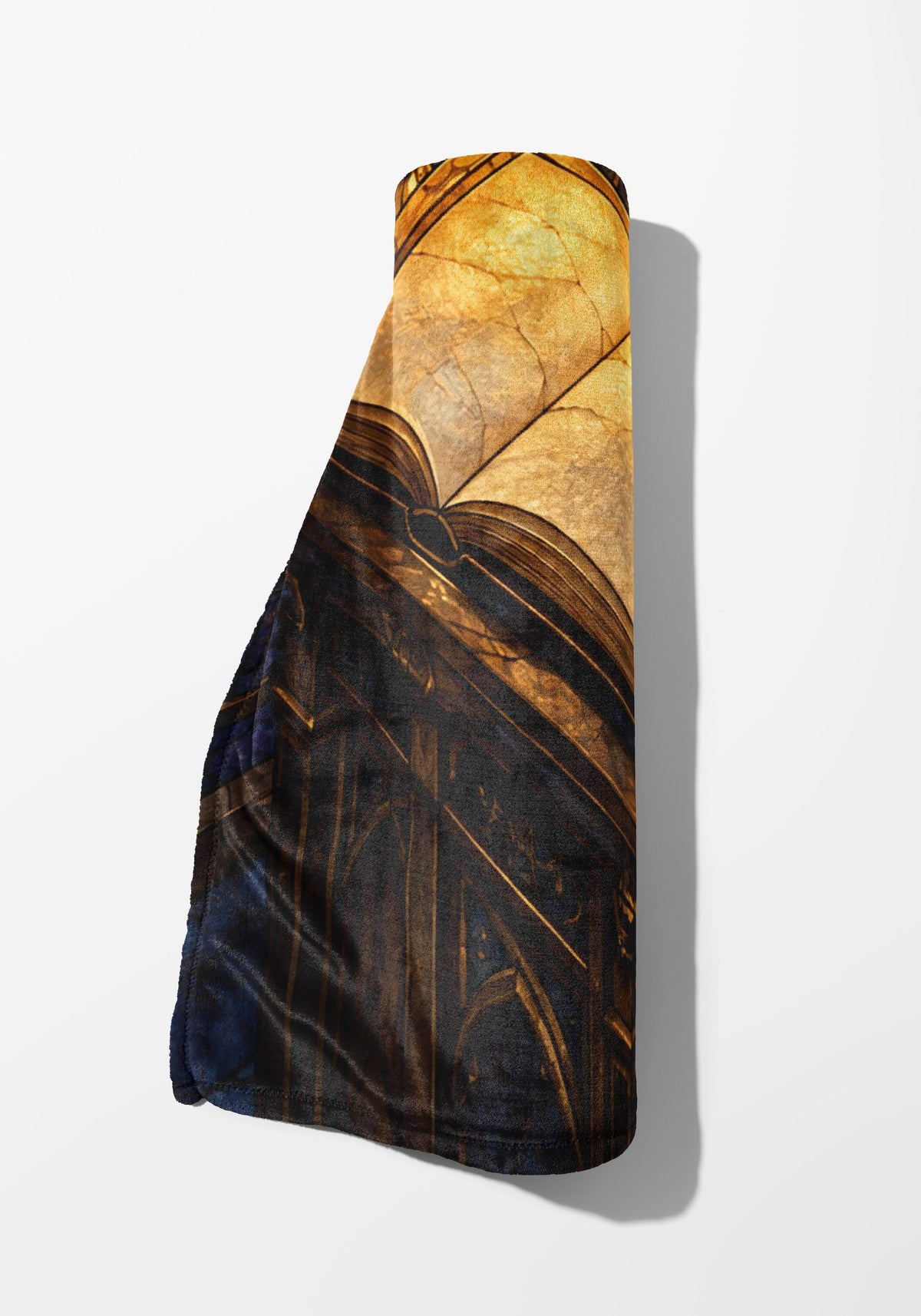 Midnight House of Wind Velveteen Plush Blanket rolled up
