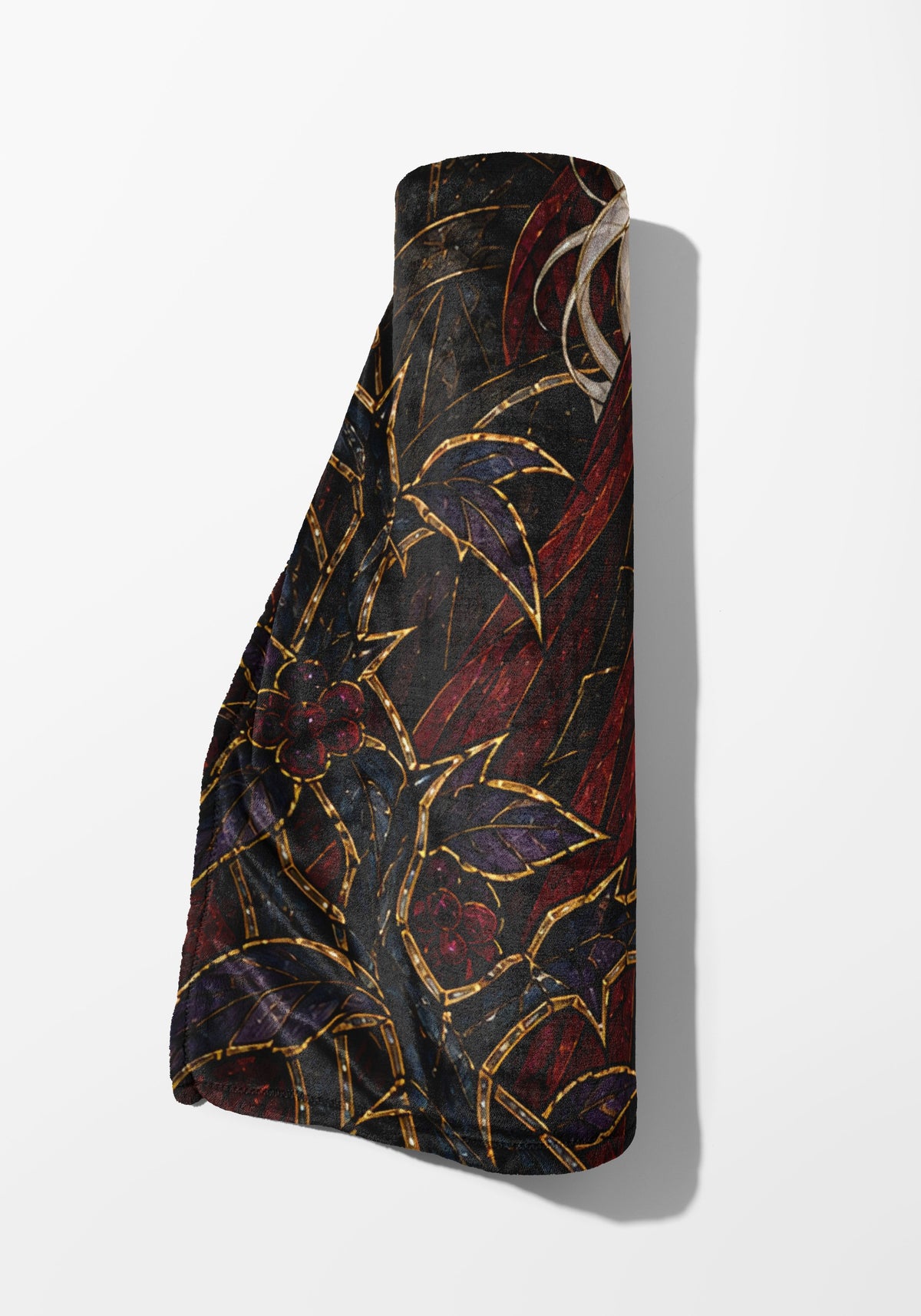Ice, Fire, and Stone Velveteen Plush Blanket rolled up