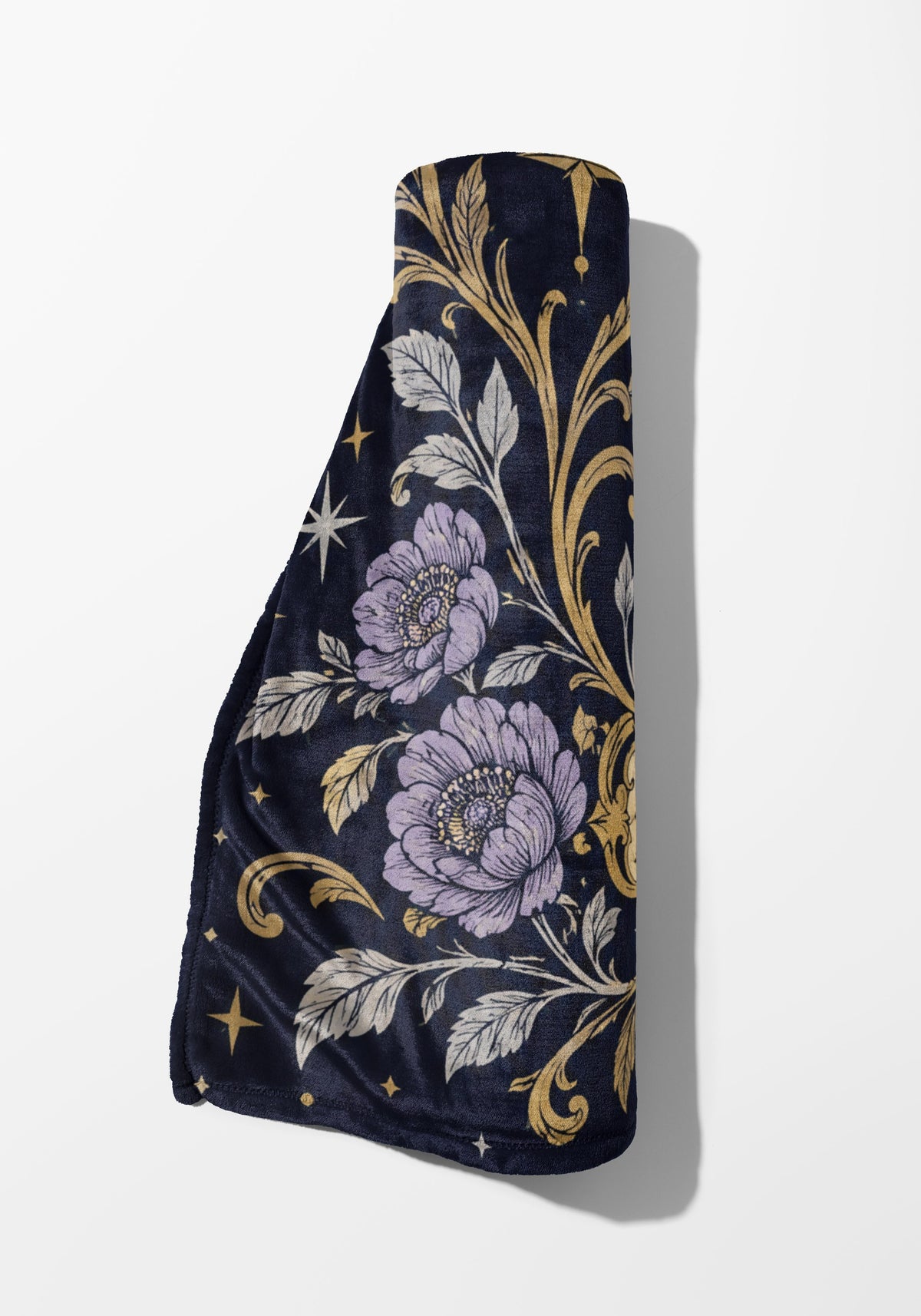 Night Triumphant Crest Velveteen Plush Blanket rolled up