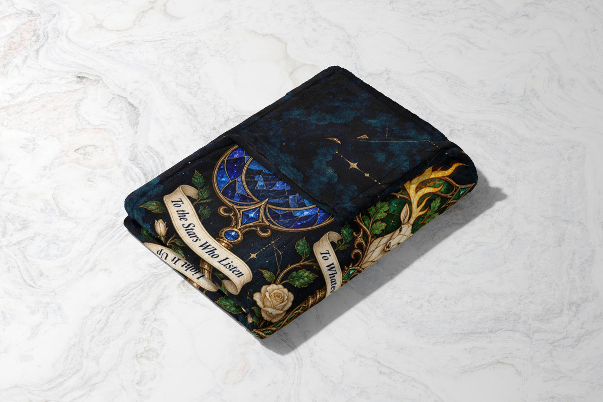 Bookish Maasverse Velveteen Plush Blanket folded