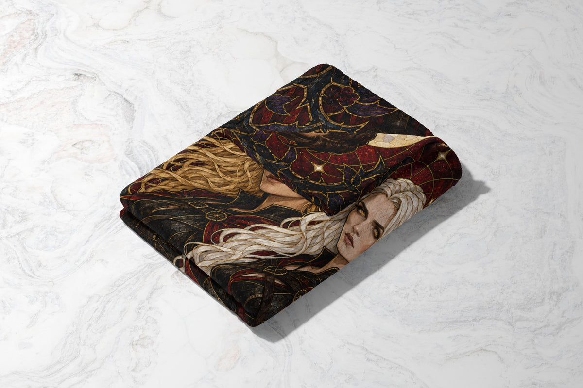 Ice, Fire, and Stone Velveteen Plush Blanket folded