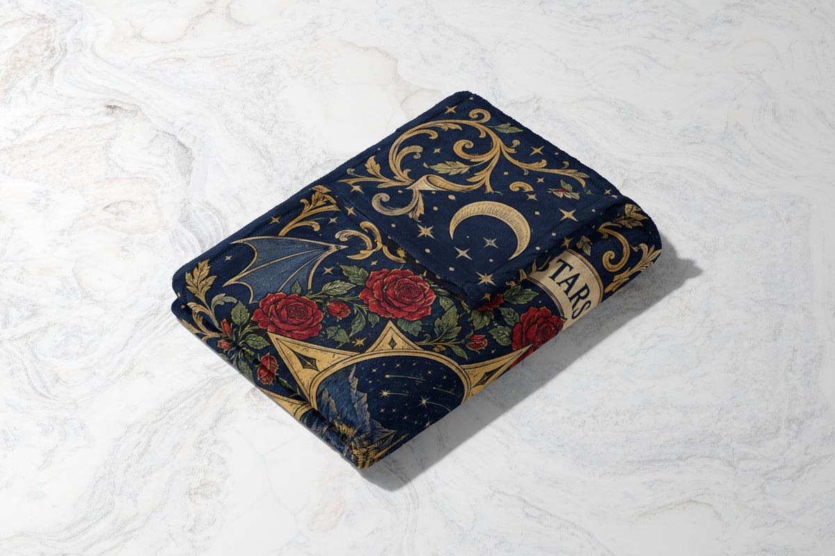 To The Stars Who Listen Rose Crest Velveteen Plush Blanket folded