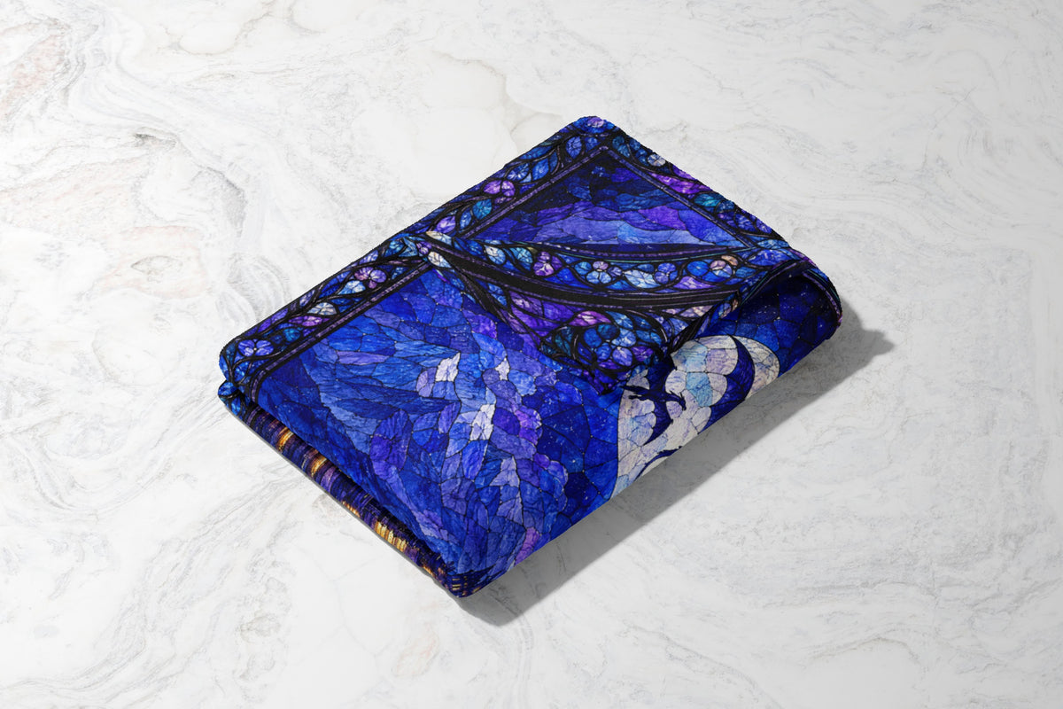 Basgiath by Night Stained Glass Velveteen Plush Blanket folded