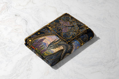 Abraxos in Bloom Stained Glass Velveteen Plush Blanket folded