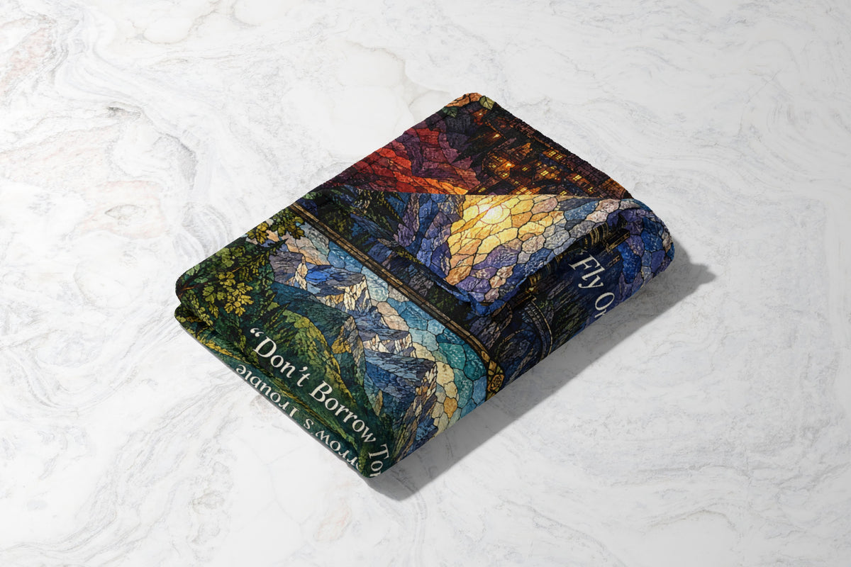 Empyrean Stained Glass Velveteen Plush Blanket folded