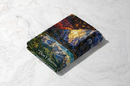 Empyrean Stained Glass Velveteen Plush Blanket folded