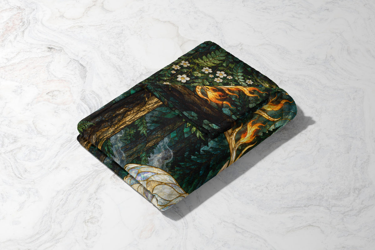 Terrasen Stag Velveteen Plush Blanket folded