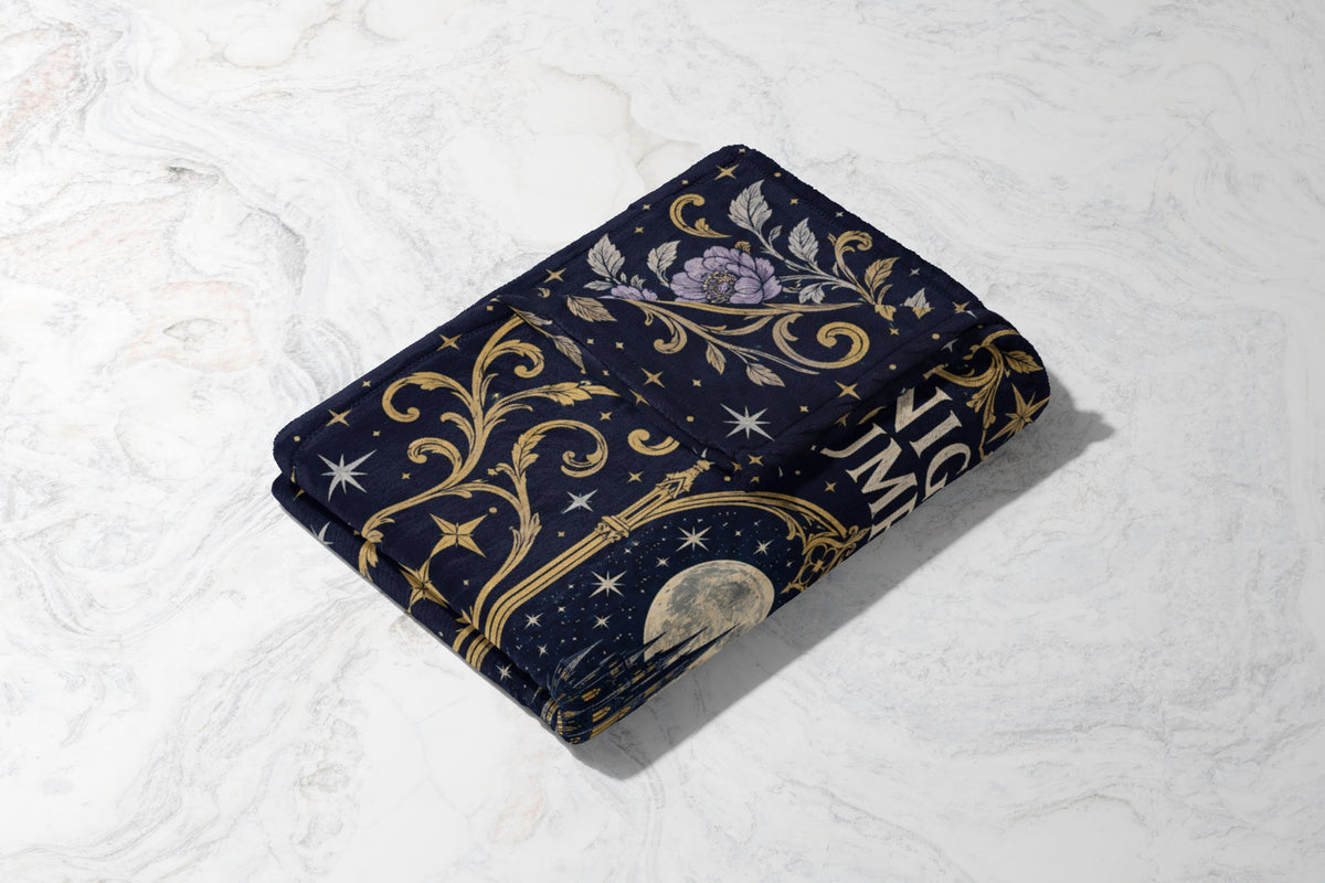 Night Triumphant Crest Velveteen Plush Blanket folded