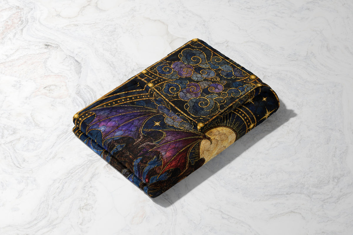 Illyrian Trio Stained Glass Velveteen Plush Blanket folded