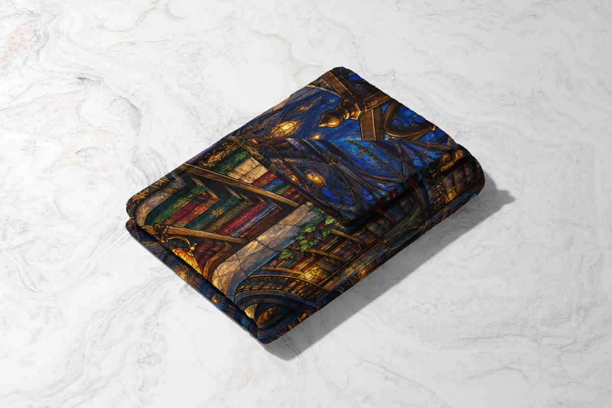 Midnight House of Wind Velveteen Plush Blanket folded