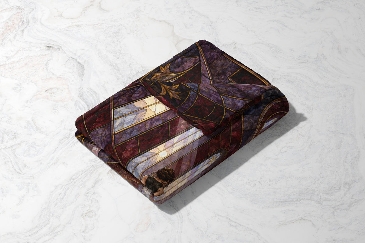 Nesta's Staircase Velveteen Plush Blanket folded