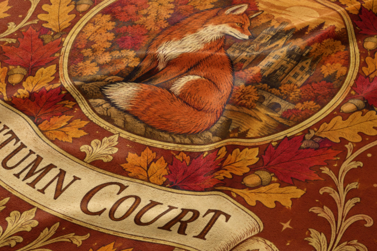 Autumn Court Fox Crest Velveteen Plush Blanket close-up