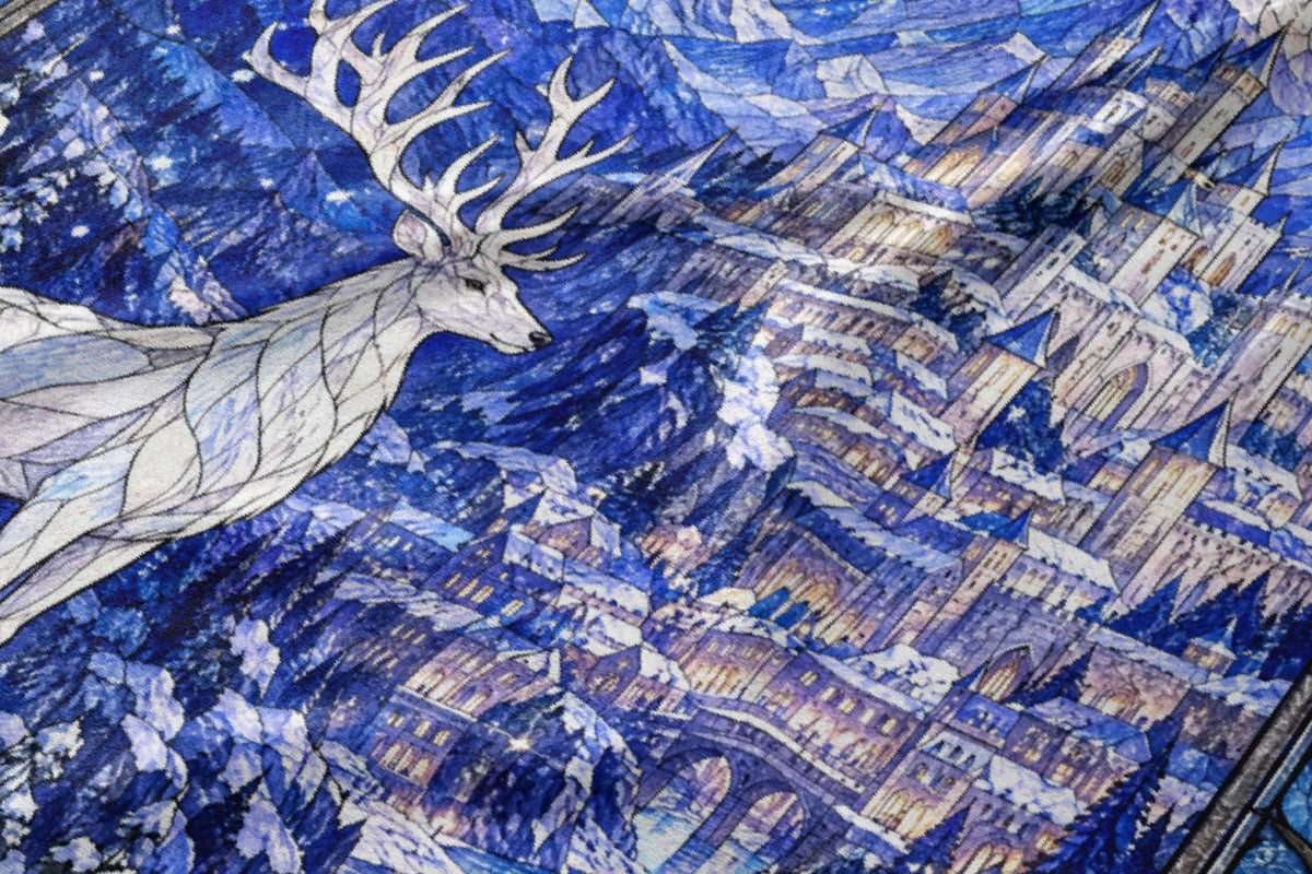 Orynth in Winter Stained Glass Velveteen Plush Blanket close-up