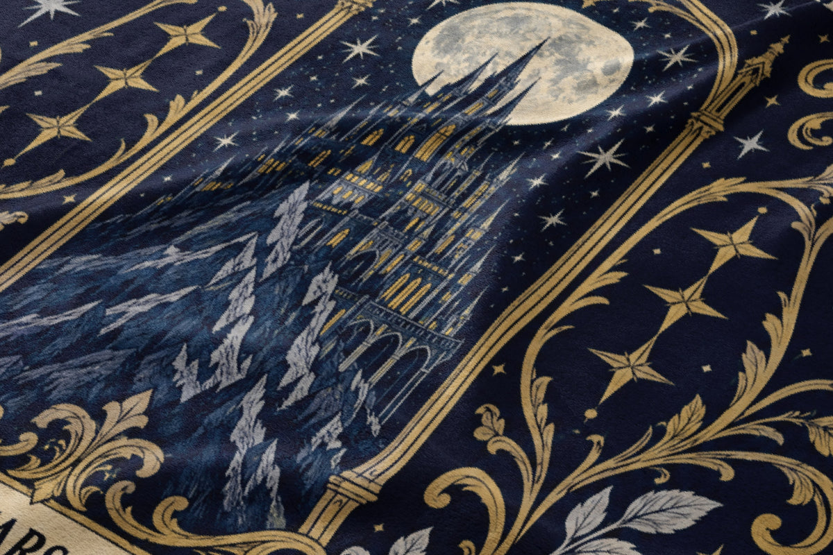 Night Triumphant Crest Velveteen Plush Blanket close-up