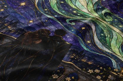 Starfall Stained Glass Velveteen Plush Blanket close-up
